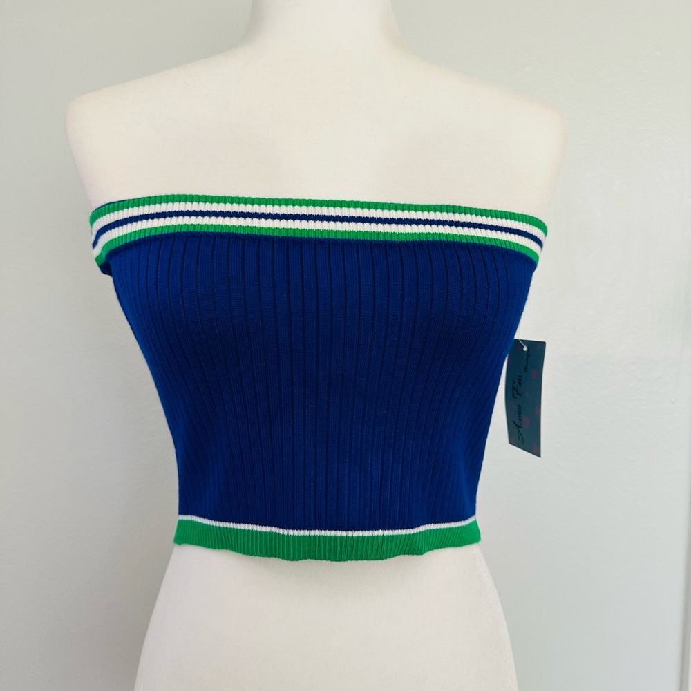 NWT Rehab Blue Knit Crop Top - Large